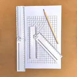 ABS Многофункциональный Рисунок измерения геометрии треугольная линейка прямой транспортир горизонтальная параллельная линия