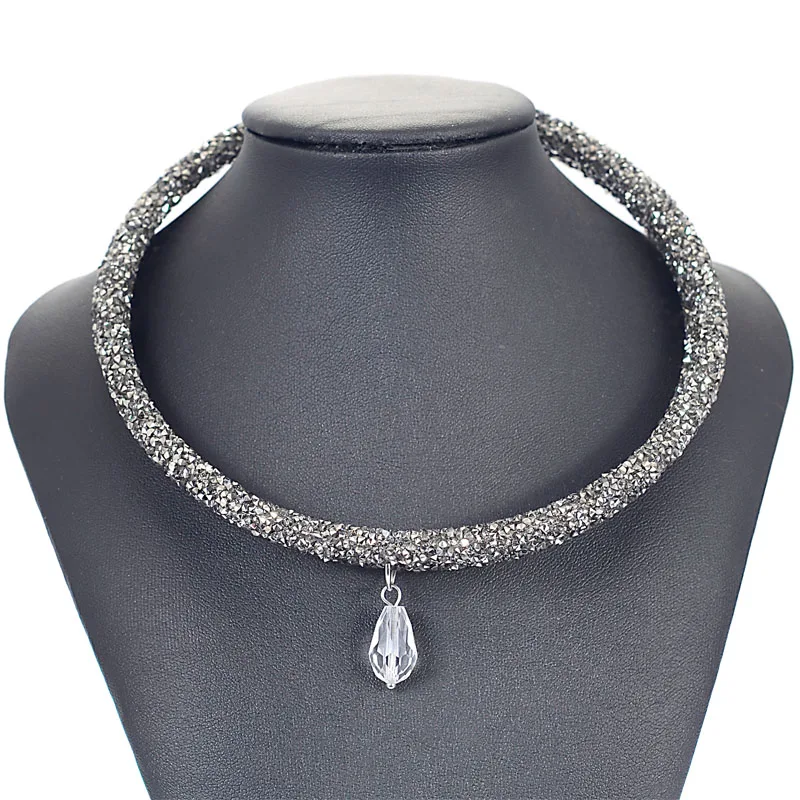 

Miasol Crystal Necklace Choker Unique Designed Full Crystal Rhinestone Dust Necklaces Torques For Women Gift Jewelry N1601
