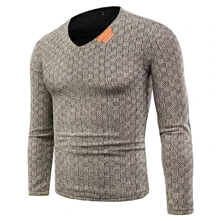 Pull homme размера плюс 6XL БОЛЬШОЙ РАЗМЕР s лоскутный пуловер с v-образным вырезом шерстяной мужской свитер - Цвет: Шампанское