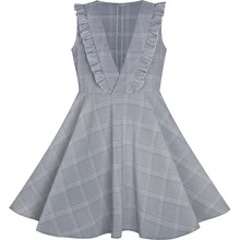 Платье для девочек; плиссированная школьная форма с v-образным вырезом на спине; цвет СЕРЫЙ; коллекция года; летние платья принцессы для свадебной вечеринки; детская одежда; праздничное платье