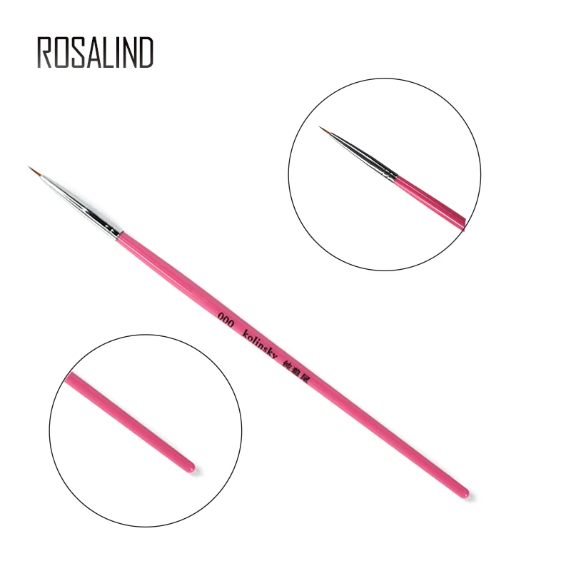 ROSALIND 1Pcs Pink Acrylic Nail Brush For UV Gel Polish Art Paint Drawing Pen Manicure Beauty Tool |