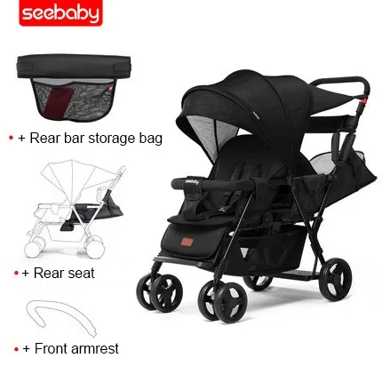Черный Детская коляска Seebaby Twins - Цвет: Черный