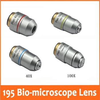 

4X 10X 40X 100X L=195 Plan Achromatic Objective Lens for Bio-Microscope Biological Microscope with Thread Diameter 20.2MMx0.705