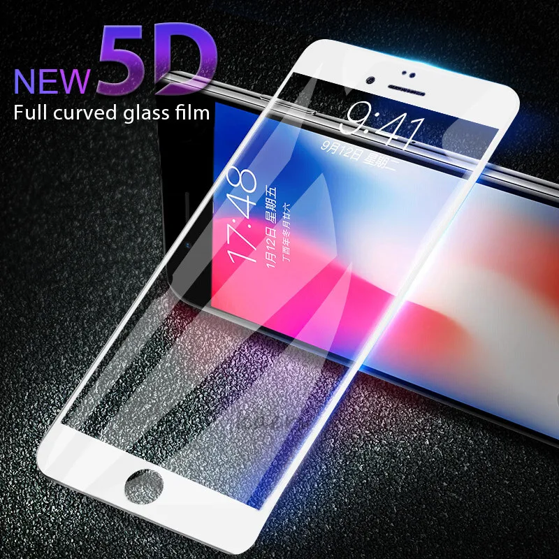 

5D New Tempered Glass on the For iPhone X XS XR Screen Protector Full Cover Protective Glass For iPhone 7 8Plus 6 6S Glass film