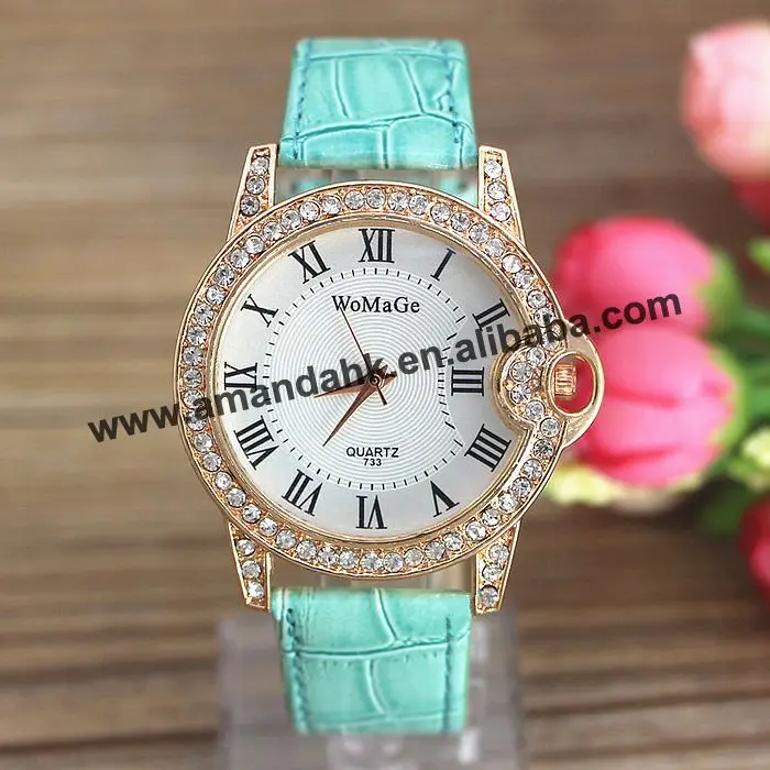 

100pcs/lot WOMAGE 733 Leopard Casual Watch for Women Dress Watches Crystal Dial Ladies Ear Shape Quartz Sports Wristwatch