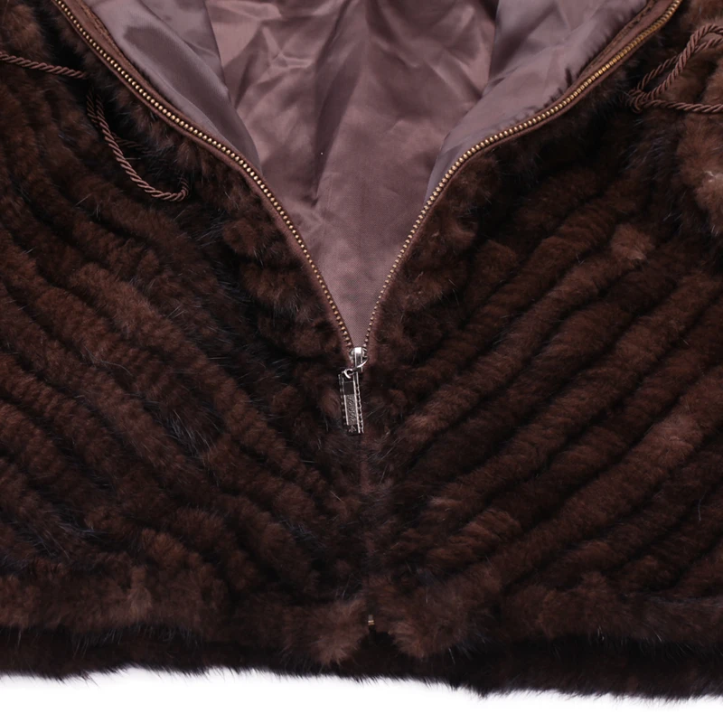 ZY81011 Ladies Real Knitted Mink Fur Full Sleeve With Hooded Fur Coat Jacket Winter Women Fur Coats Female Mink Fur Overcoat packable down jacket