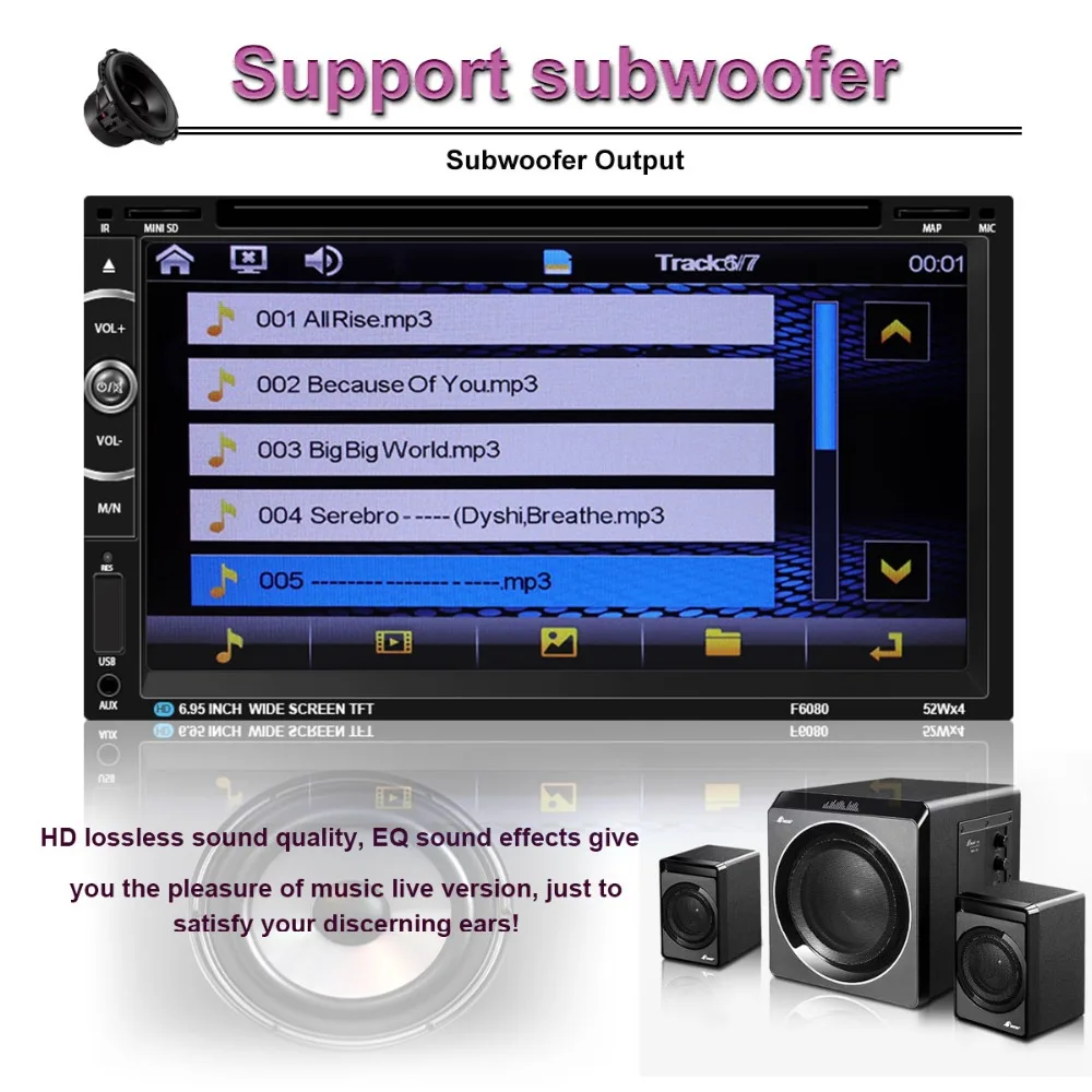 Cheap Double Din Car Radio Subwoofer GPS Navigation Car Multimedia DVD Player 7 inch Touch Screen Car MP4 & MP5 Player 5