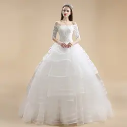 Рукав-крылышко кружева мяч Лодка шеи три четверти рукавами vestido de noiva невесты Многоуровневое Бисероплетение louisvuigon Мать невесты платья