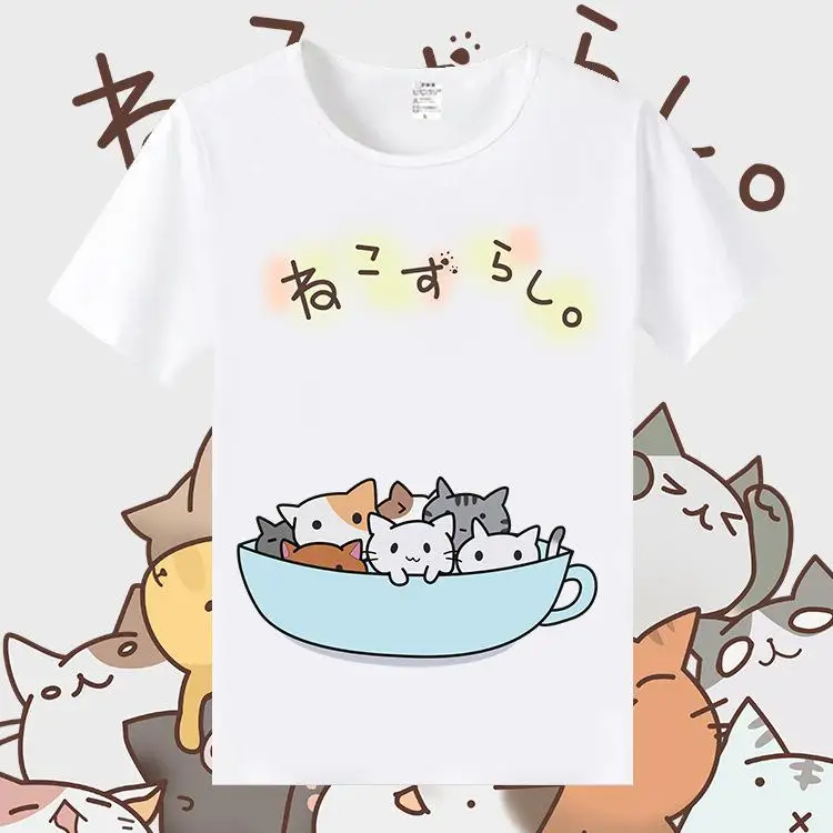 Женская футболка Kawaii с коротким рукавом, летние топы в стиле Лолиты, Япония, аниме, повседневная, кошка, графическая, Vogue, Kawaii, футболка для девочек, милый кот, блуза - Цвет: cat15