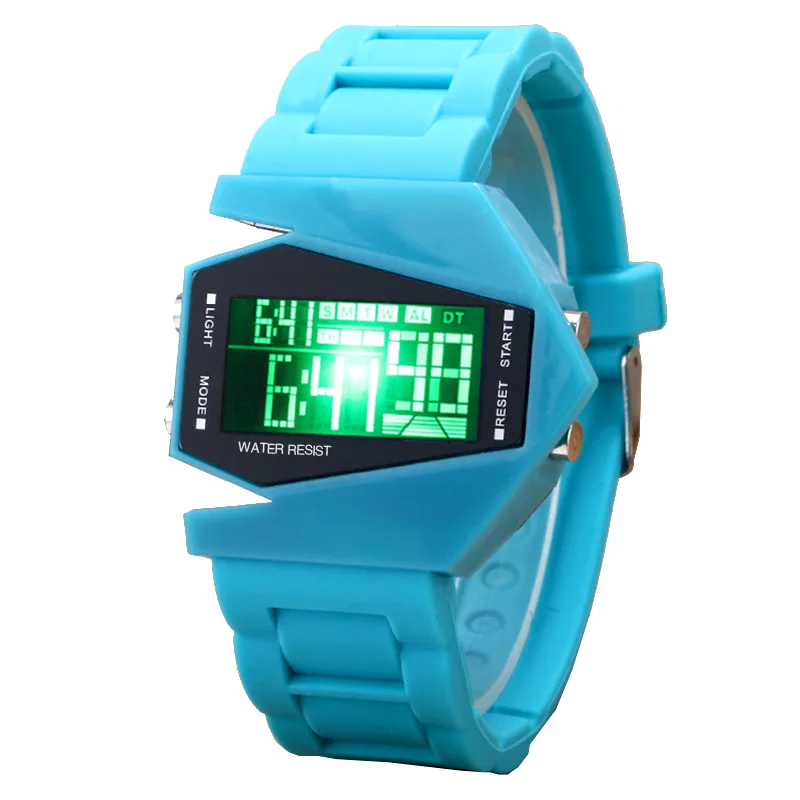 Авиационные часы модные многофункциональные светодиодные электронные часы силиконовые спортивные и студенческие часы для отдыха