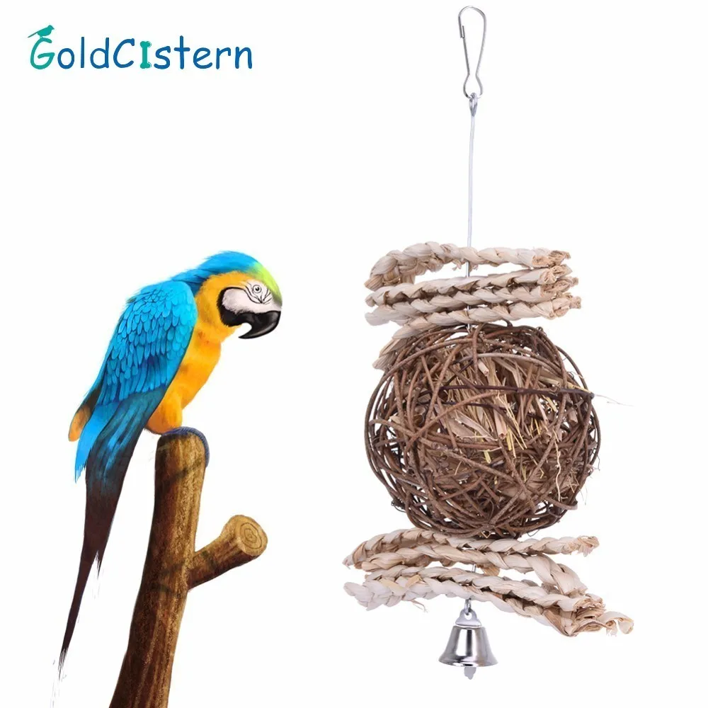 Parrot Pet Rattan Ball Toys Cages Swing Hanging Birds Bite toy Parakeet