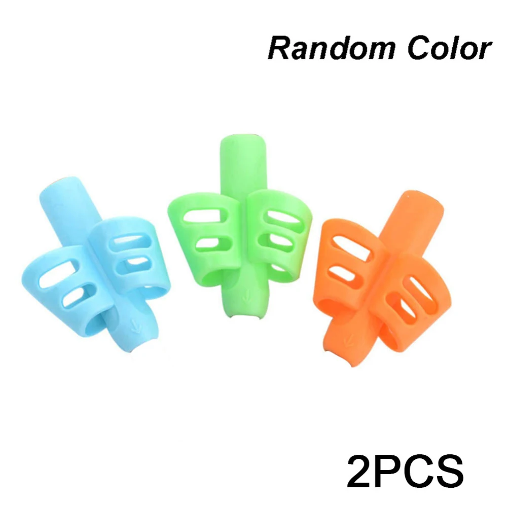 

2pcs Colorful Kid Finger Pen Pencil Holder Help Learn Hold Grip Writing Corrector Silicone Writing Tool