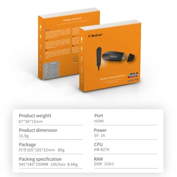 

Dual Band 2.4GHz 5.8GHz 4Mirascreen k6-5Ghz TV Dongle K HD WiFi Miracast Airplay DLNA TV Stick 4K HD EZCast WiFi display dongle