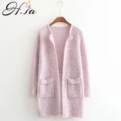 H. SA 2019 новый женский длинный весенний свитер куртка розовый голубой конфетный цвет Вязаное пончо Длинный рукав Oneck женские Джемперы