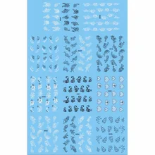 11 упаковок/партия, наклейки на ногти, водная наклейка, дизайн ногтей, черный и белый цветок, фламерей Гербера, снежный человек, сердце, D045-055