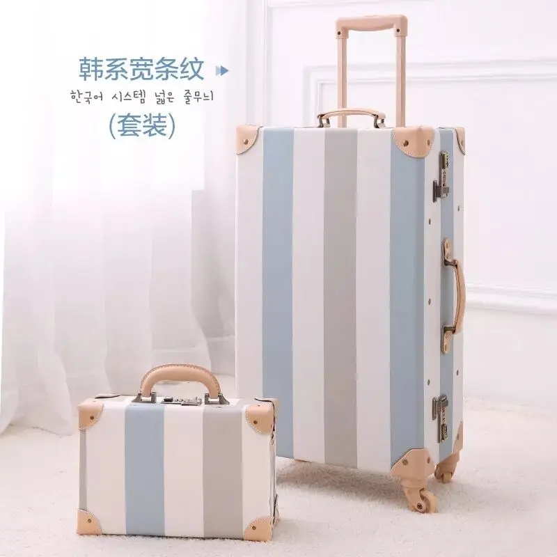 New 2PCS/SET Vintage Floral Travel Bag Rolling Luggage,13"20"24"26"inch Women Retro high quality Trolley Suitcase On Wheels