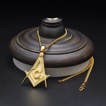 

2019 new masonic G pendant necklace Free- Masons stainless steel hip hop necklace female club tide male money chokers necklace