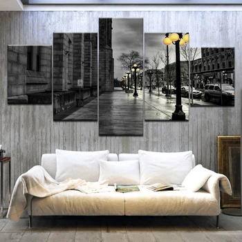 

5 Pcs/Set Framed HD Print Street View London Grey Canvas Art Modern Painting Poster Home Decorative Picture Feng Shui Art