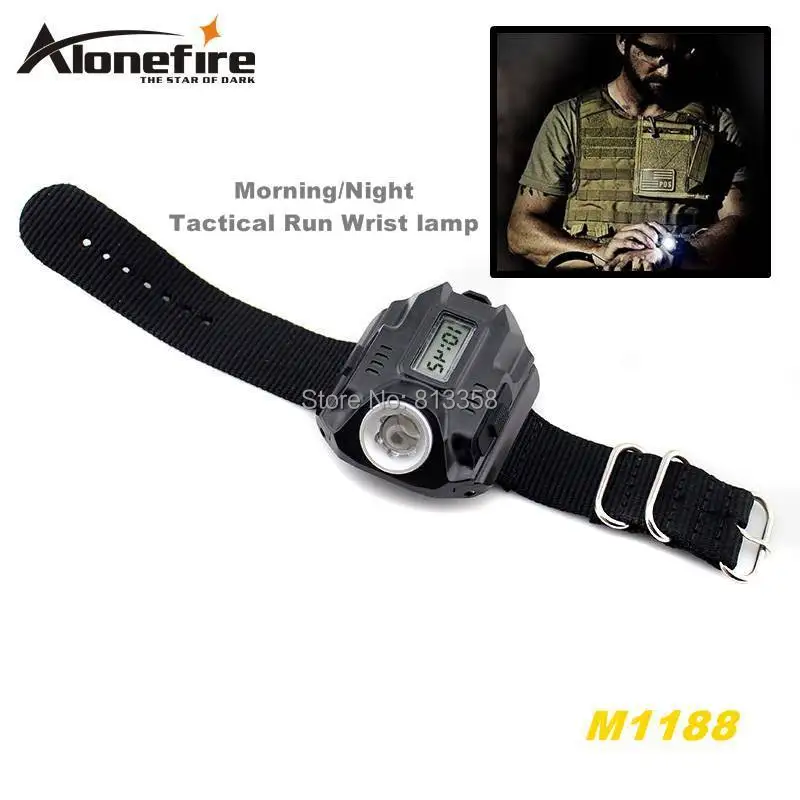 

ALONEFIRE M1188 3W LED 5 model Built-in battery Display Tactical light Morning/Night Run Wrist lamp flashlight