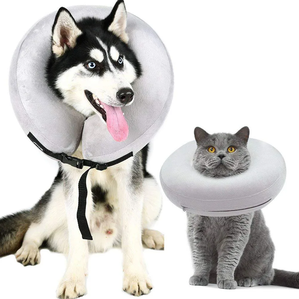 

Hot Dog Pet Collar Inflatable Anti-bite Injury Recover Recovery Neck Protective Surgery Cone LFD