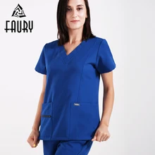 Женщины короткий рукав V шеи больничный медицинский скраб наборы хирургический стоматологический клиника Доктор Медсестры Спецодежда Комбинезоны Топы Брюки