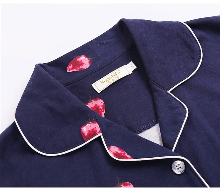 Autumn New Women's Plus Size 5XL Cotton Pajama Set Women's Fat MM Lapel Strawberry Pajamas Two-Piece Home Wear JW340 (7)