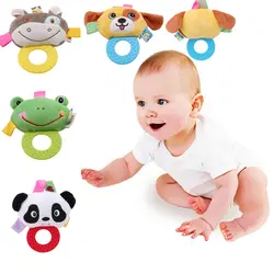 Новорожденных Рано Развивающие погремушки Игрушка, ручной Колокольчик для малышей кольца интерактивные милые животные плюшевые игрушки