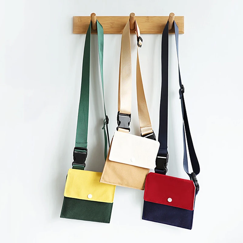 

Spring Summer New Fashion Canvas Phone Bag Candy Color Diagonal Small Square Bag Change Bag