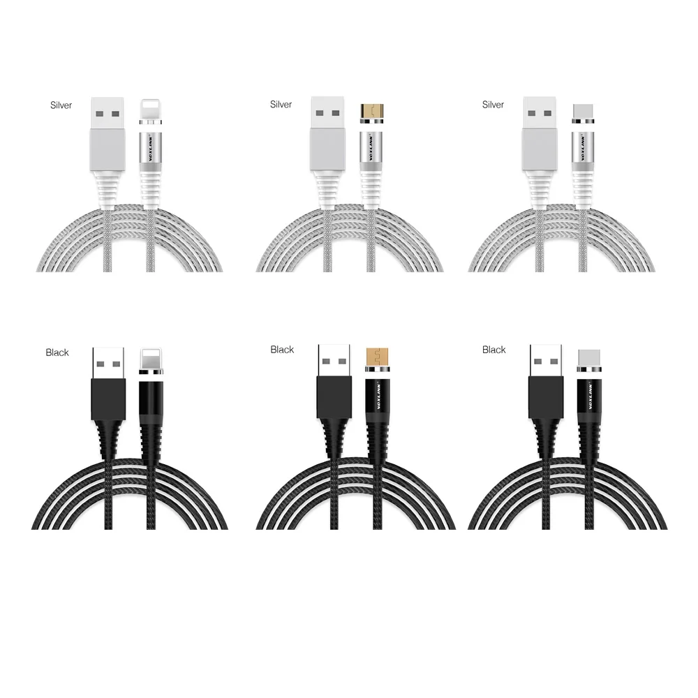 VOXLINK светодиодный магнитный usb-кабель для iPhone Xs Max 8 7 6 и кабель USB type C и кабель Micro usb для samsung Xiaomi huawei htc USB C