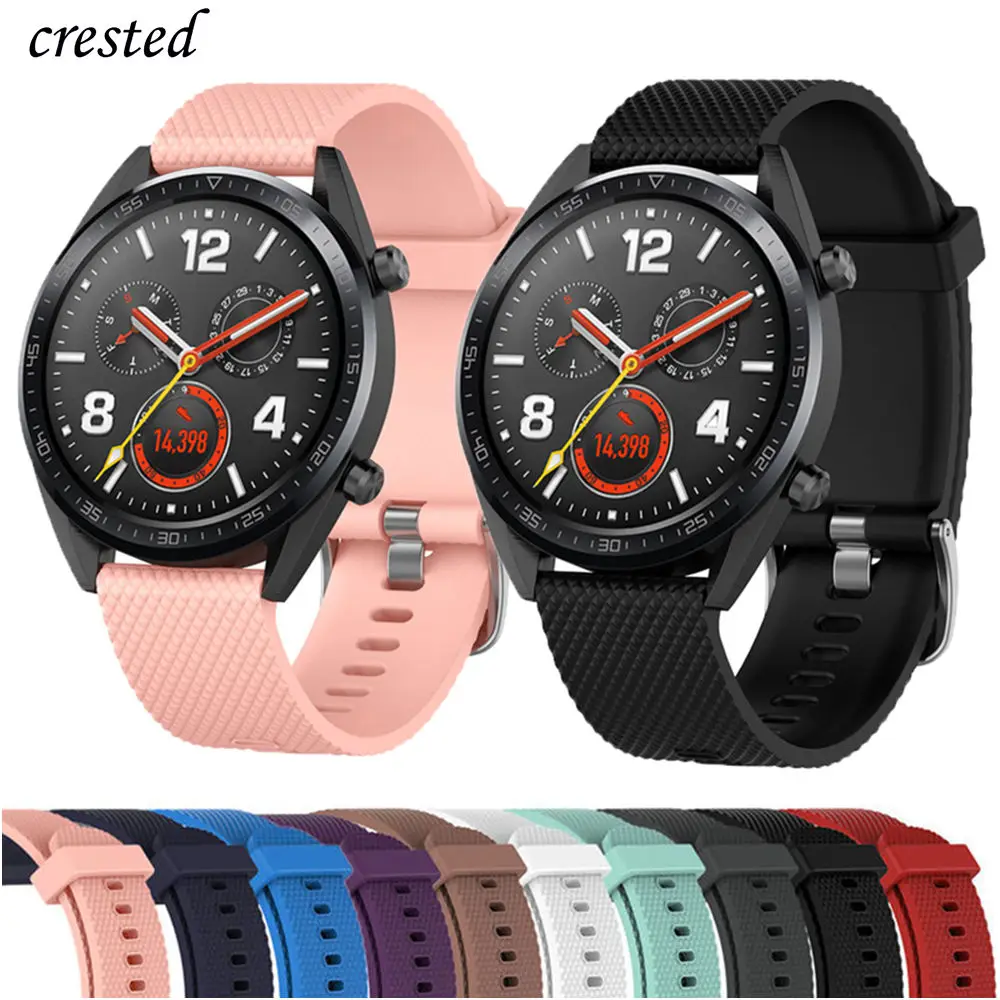 22 мм ремешок для часов Huawei watch gt Samsung Galaxy часы 46 Gear S3 frontier band Amazfit bip силиконовый