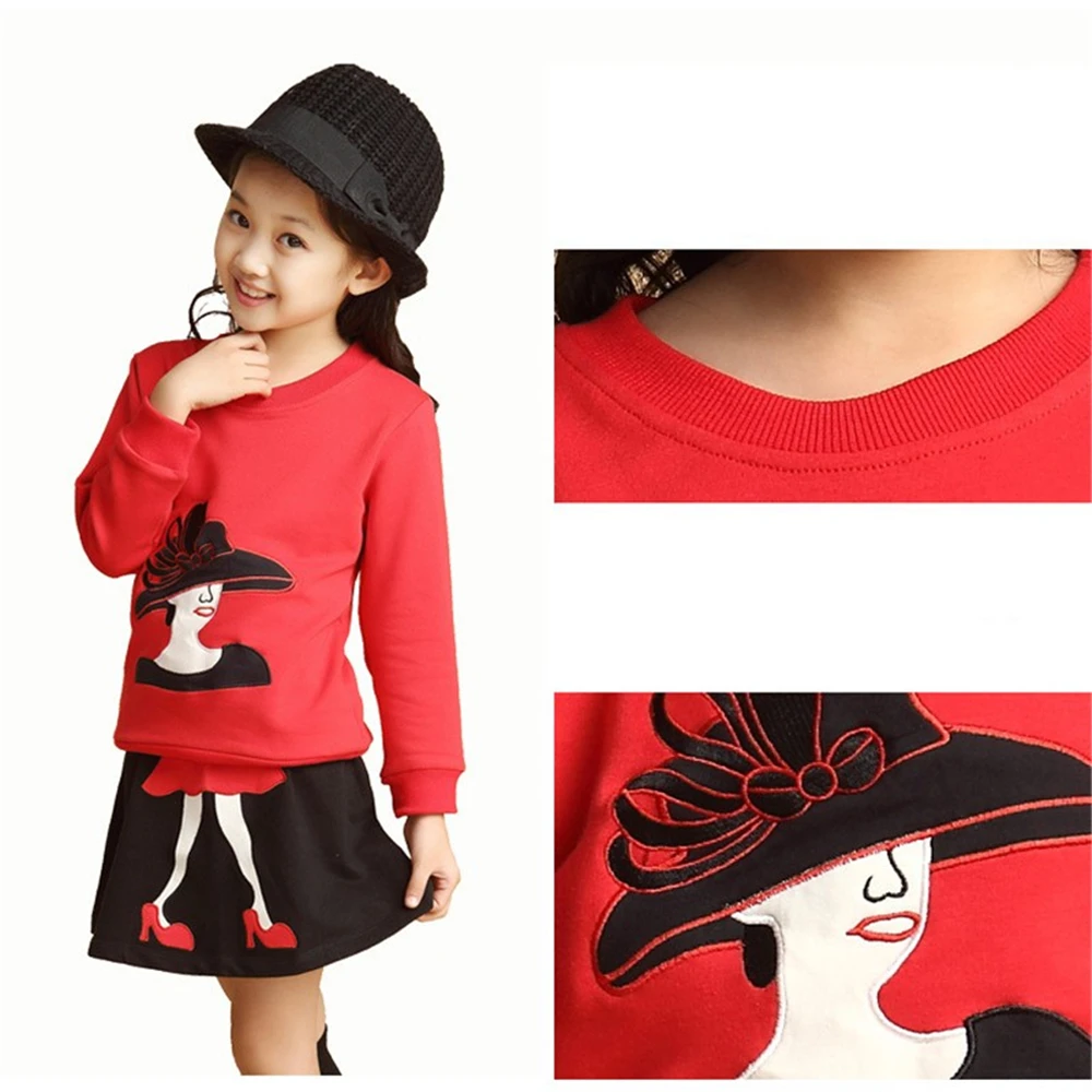 Autumn Toddler Girls Clothing Set Kids 2Pcs Suit Top Coat+Skirt Girls Long Sleeve Winter Outfit Christmas Clothes