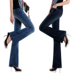 

Spring And Autumn Bell-bottom Jeans Female Trousers Loose Plus Size High Waist Elastic Slim Boot Cut