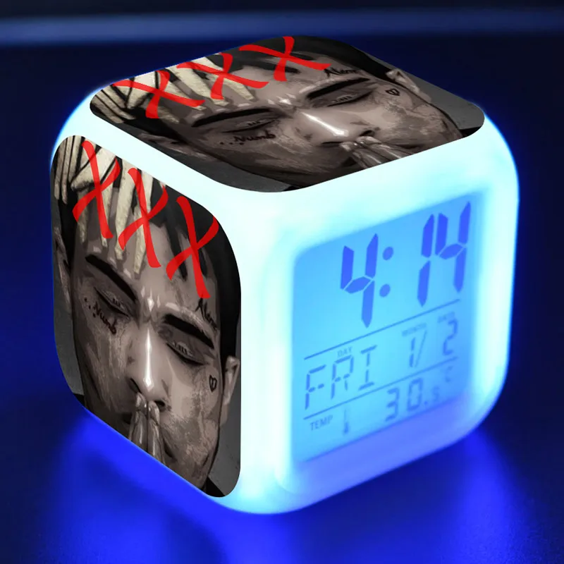

XXXTentacion Figurine Juguetes LED Alarm Clock Colorful Changing Touch Light Flashing Toys