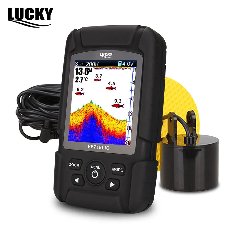 الروسية القائمة! محظوظ FF718LiCD المحمولة صياد السمك 200 KHz/83 KHz المزدوج سونار تردد 328ft/100 m كشف عمق مكتشف