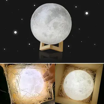 

3D Moon Lamp USB LED Night Light Lunar Moonlight Touch Sensor 2 Color Changing Bedroom Christmas Home Decoration Moon Light