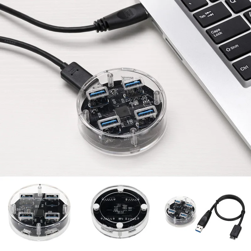 

High Speed 4 Port USB 3.0 HUB External USB OTG Splitter Blue LED Computer Accessaries for Macbook Laptop