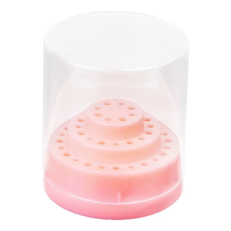 

48 Holes Nail Drill Bit Holder Display Standing with Cover Manicure Storage Box