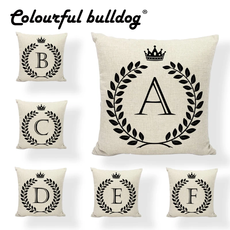 

Cheap Custom 26 Letters Alphabet Cushion Cover Europe Throw Pillow Farmhouse 45*45Cm Home Couch Seat Decoration Valentine Gift