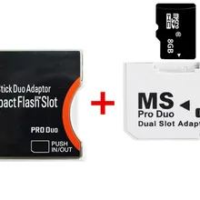 2 шт. Micro SD карта 8 ГБ TF карта памяти+ 2 слота MS Pro Двойной переходник+ MS Duo MS to CF Тип II адаптер