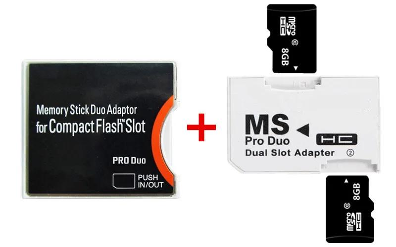 Дешевый 2 шт. Micro SD карта памяти 8 GB карта + 2 слот MS Pro Двойной переходник + MS Duo MS CF Тип II адаптер