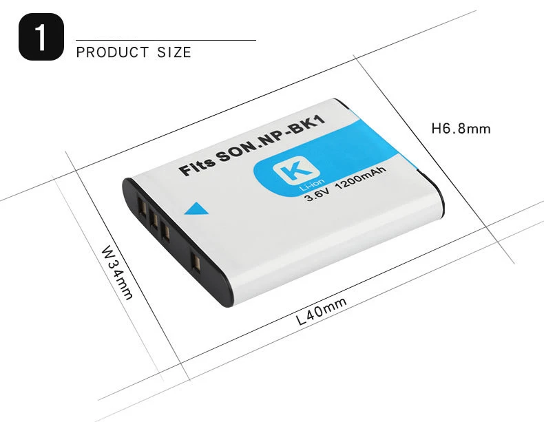 Dinto 1 шт. 1200 мА/ч, Батарея NP-BK1 NPBK1 NP BK1 Аккумуляторы для цифрового фотоаппарата пакет для sony DSC-S750 S780 S950 S980 W180 W190 W370