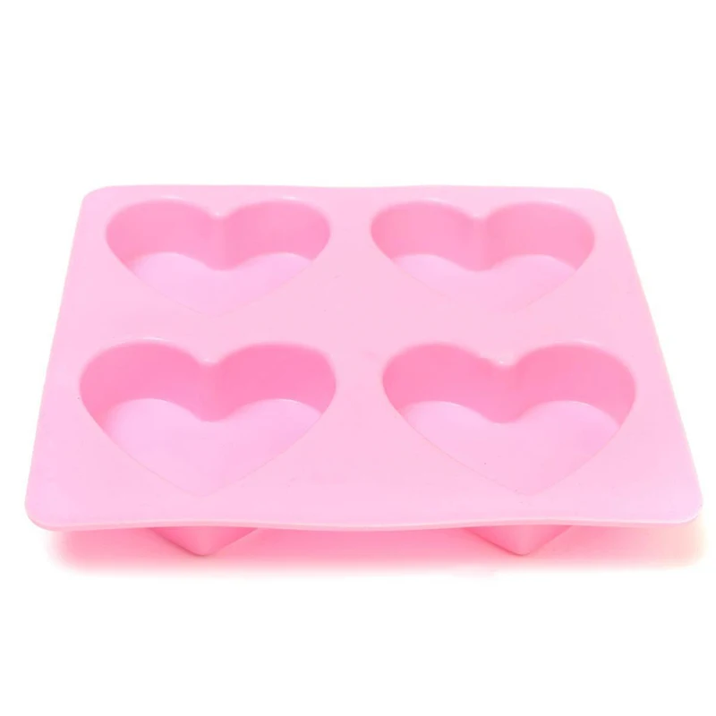 DIY 4-cell Love Heart Silicone Fondant Mold Cake Chocolate Soap Baking Mould