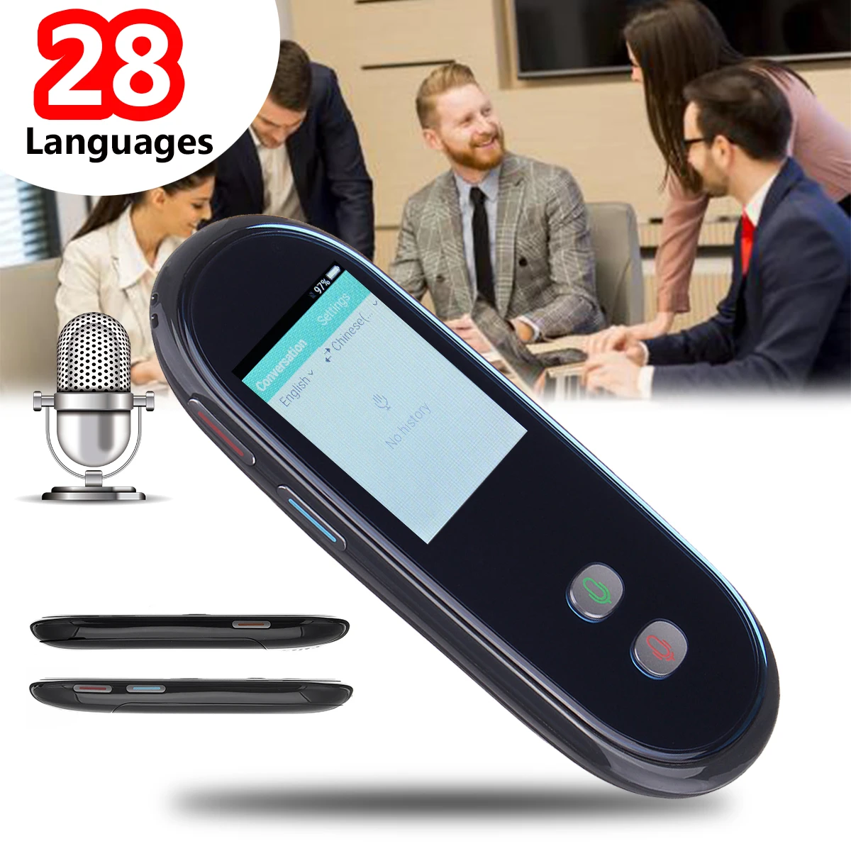 

Portable Smart Voice Translator 2.4 Inch Screen WiFi Real Time 28 Multi Languages Translation For Learning Travelling Meeting