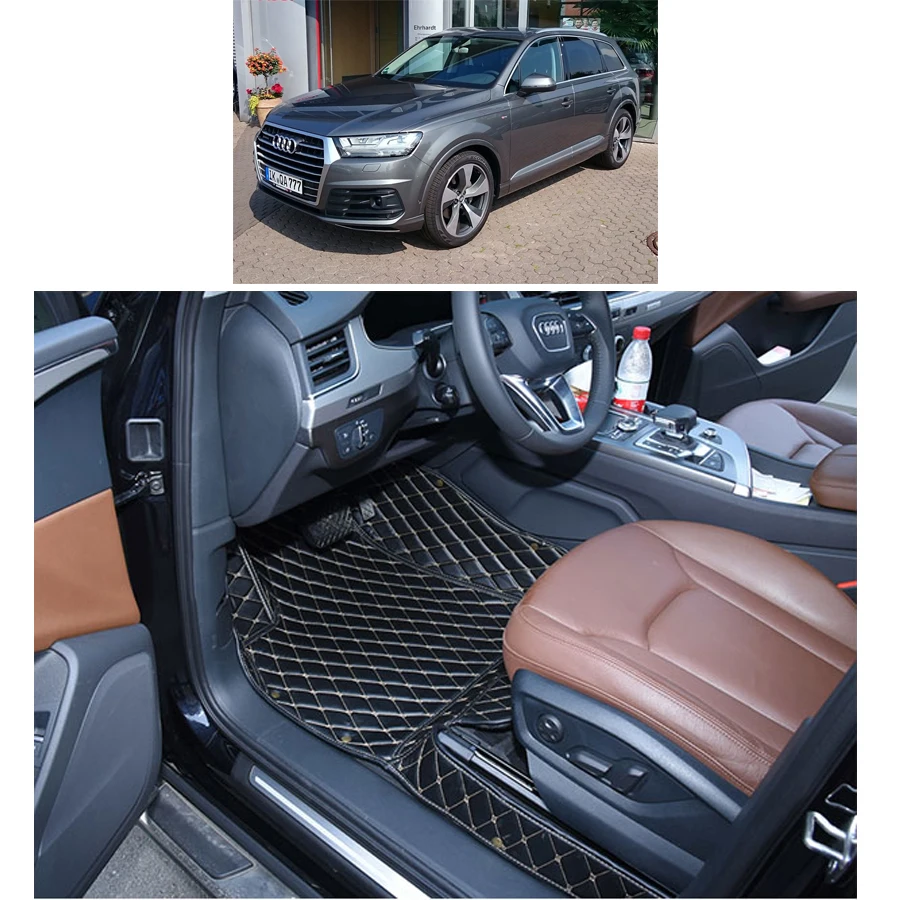 lsrtw2017 luxury leather car floor mat for audi q7 sq7 7 seats 3 rows mat carpet rug interior styling