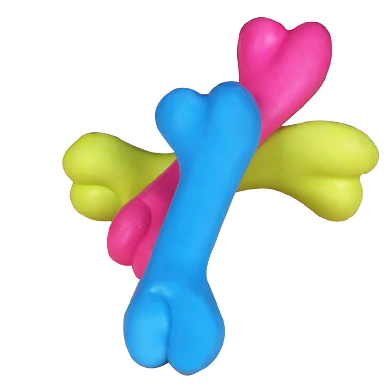 1Pc Pet Dog Puppy Cat Rubber Dental Teeth Chew Bone Play Training Fetch