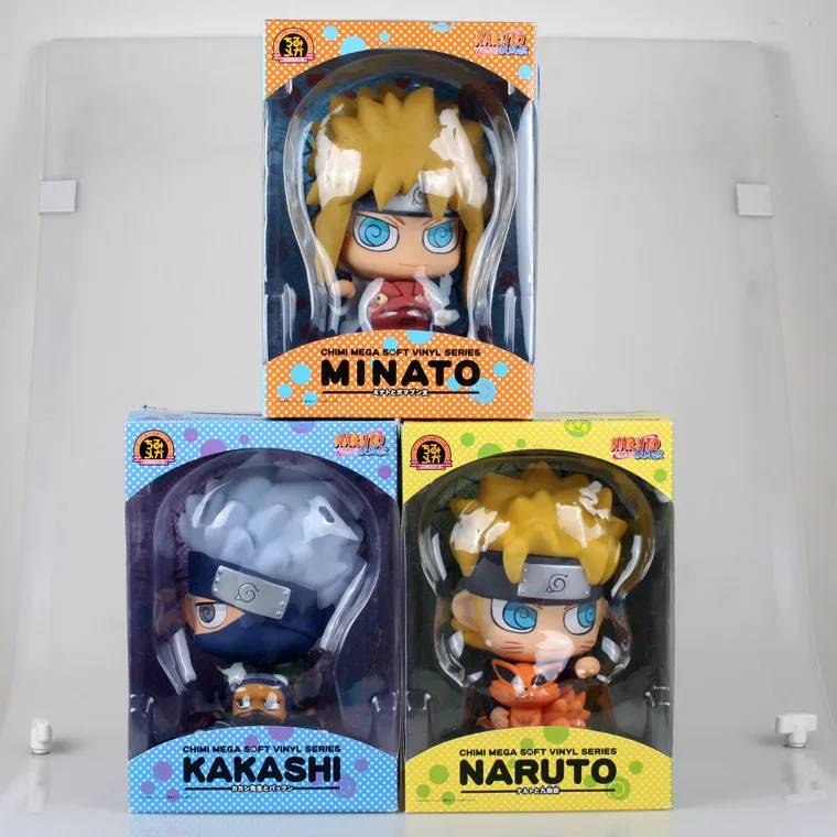 Аниме Наруто 17 см Uzumaki Naruto Namikaze Minato Hatake Kakashi Копилка ПВХ Фигурки Коллекционная