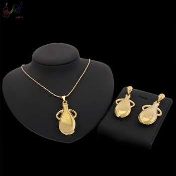

YULAILI New Fashion Women Wedding Bridal Accessories Party gold-color Jewelry African Beads Costume Jewelry Sets