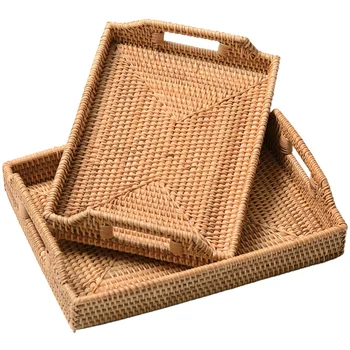 

CSS 2x Cutlery Tray Kitchen Tissue Rattan Storage Tray Fruit Plate Basket Candy Snacks Pastry Sun Dried Fish Dishes