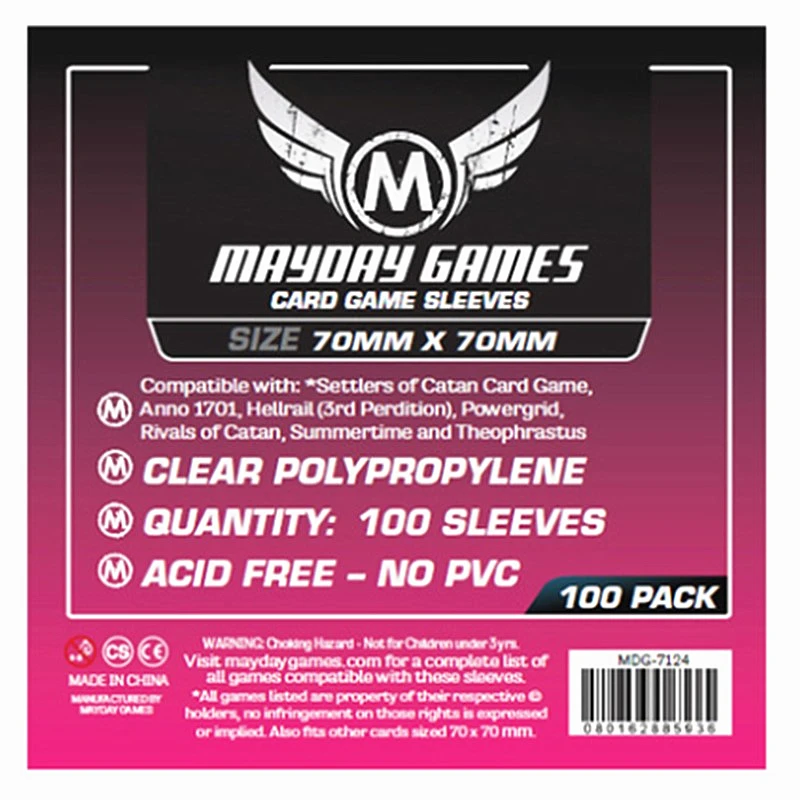 

5 packs/lot MAYDAY Card Sleeve 7124 for 70*70mm cards protector clear pack case Board Games Sleeves