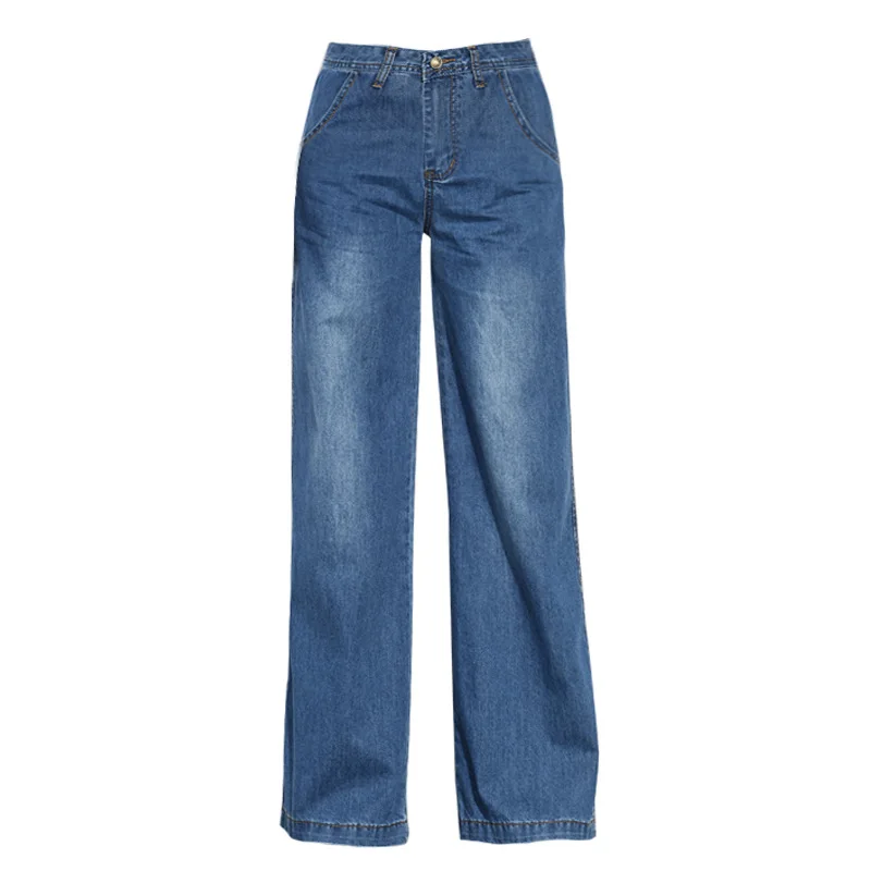 Autumn Winter Vintage Jeans Women Plus Velvet Thicker Women's Clothing Stretch Wide-Leg Jeans Women Warm Trousers Cowboy Pants